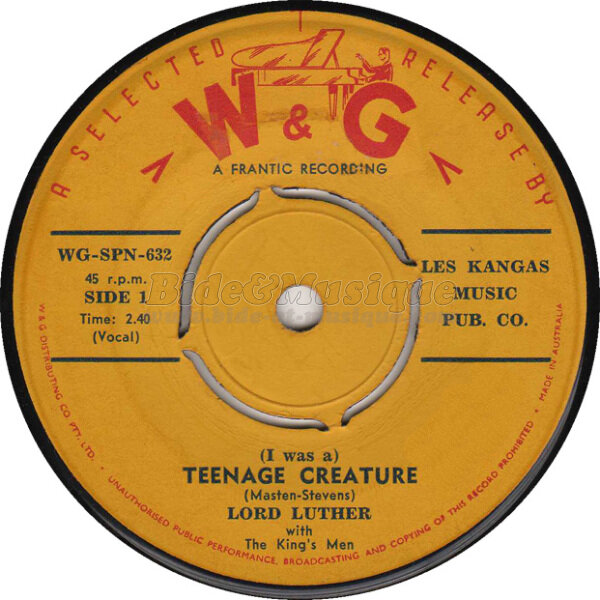 Lord Luther with the King' s Men - (I was a) Teenage creature
