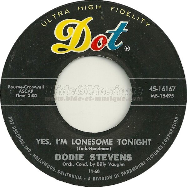 Dodie Stevens - Yes, I'm lonesome tonight